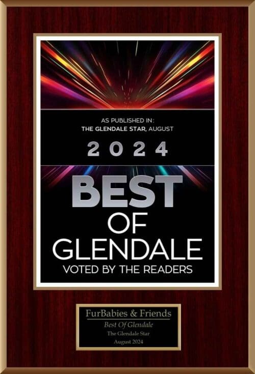 FurBabies & Friends winner of 2024 Best of Glendale Pet Service Business plaque