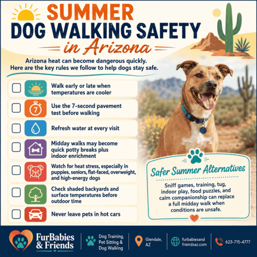 Summer dog walking safety checklist for Arizona pet parents and dog walkers