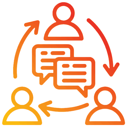 Circular icon demonstrating the clear communication and updates FurBabies & Friends team provides.