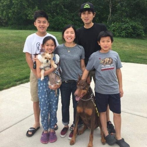 Small mixed breed dog Mr. Magoo has a lot of new forever family members to show him love and for him to love.