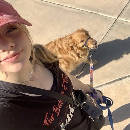 FurBabies & Friends dog walker on a daily dog walk with Jazzy the Golden Retriever in Glendale AZ